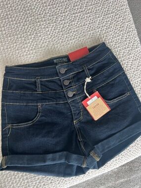 Mossimo Supply Co. Dark Blue High-Waist Cuffed Denim Shorts